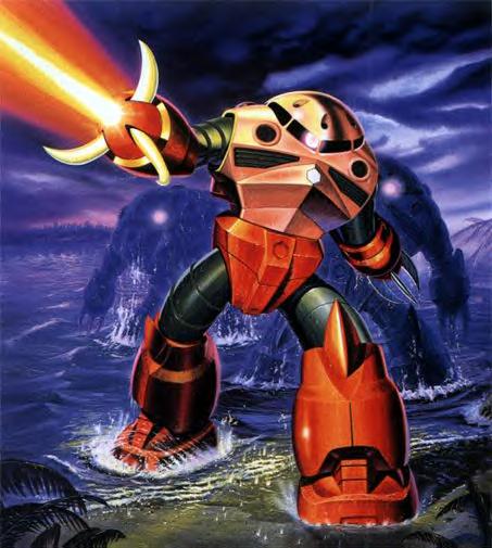 firing gundam mecha mobile_suit_gundam official_art water z'gok z'gok_char_custom