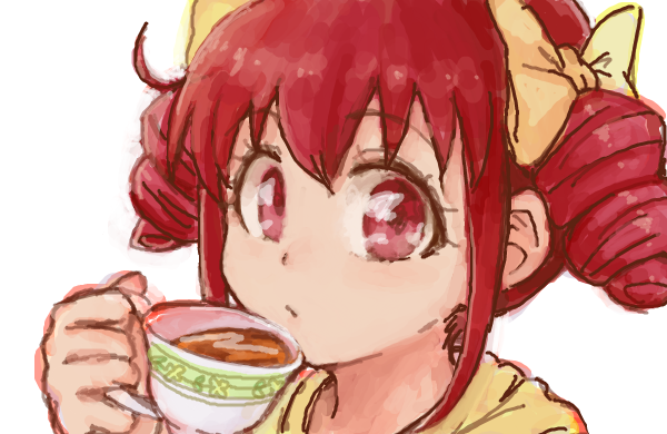 1girl cup hoshizora_miyuki looking_at_viewer precure smile_precure! solo tea teacup yuucho