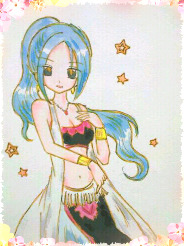 1girl alabasta blue_hair bracelet jewelry midriff nefertari_vivi one_piece ponytail princess solo