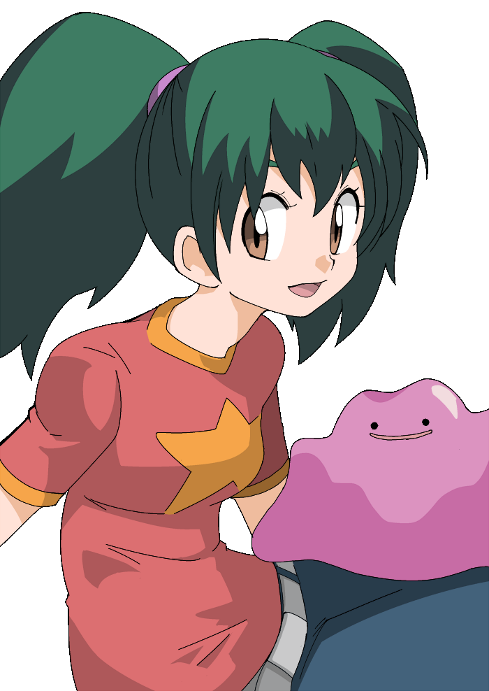 brown_eyes ditto green_hair hainchu imite_(pokemon) pokemon pokemon_(anime)