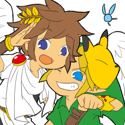 2boys child crossover kid_icarus link lowres male_focus multiple_boys nintendo pit_(kid_icarus) the_legend_of_zelda young_link