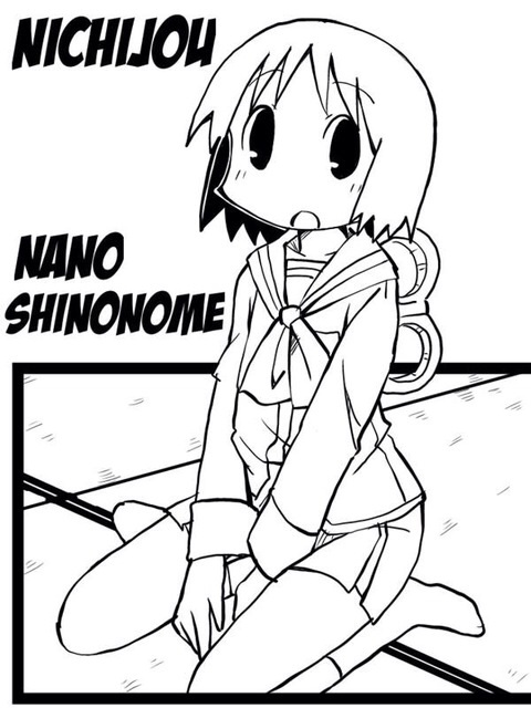 1girl monochrome nichijou shinonome_nano sitting winding_key zubatto