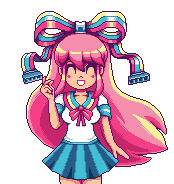 1girl ^_^ animated animated_gif blonde_hair blush_stickers closed_eyes giffany gravity_falls green_hair happy lowres paul_robertson pink_hair school_uniform serafuku simple_background smile solo transparent_background very_long_hair