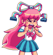 &gt;_&lt; 1girl angry animated animated_gif blush_stickers giffany gravity_falls lowres paul_robertson pink_hair school_uniform serafuku simple_background solo transparent_background very_long_hair