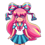 1girl animated animated_gif blush_stickers giffany gravity_falls looking_at_viewer lowres paul_robertson pink_hair school_uniform serafuku simple_background solo transparent_background very_long_hair