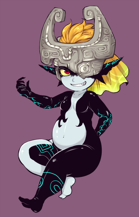 1girl artist_request belly imp looking_at_viewer midna navel red_eyes solo the_legend_of_zelda the_legend_of_zelda:_twilight_princess yellow_sclera