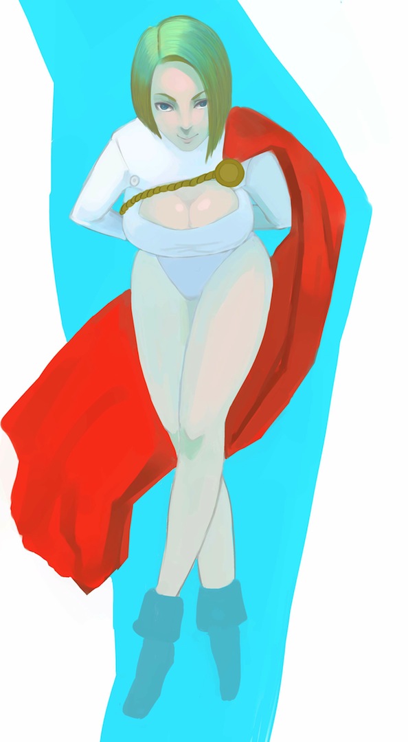 1girl alien blonde_hair blue_eyes cape cleavage_cutout cutout dc_comics kryptonian leotard long_sleeves neko_ni_zabuton pixie_boots power_girl red_cape short_hair solo superman_(series)