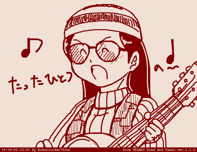 1girl densetsu_kyojin_ideon female guitar instrument long_hair mebarul_kuou monochrome musical_instrument musical_note simple_background solo sunglasses turban upper_body