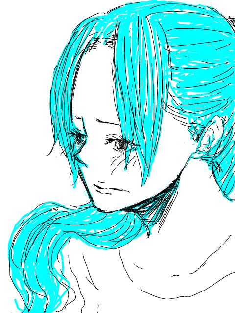 1girl blue_hair nefertari_vivi one_piece ponytail princess solo tegaki