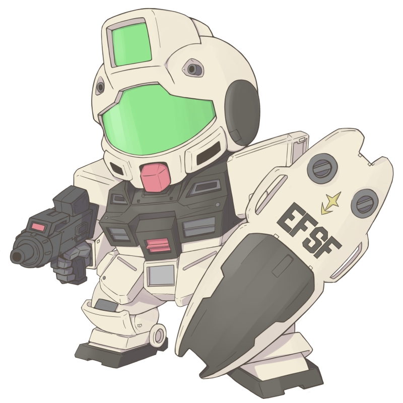 80s chibi gm_(mobile_suit) gm_command gun gundam gundam_0080 hisano1202 mecha shield weapon