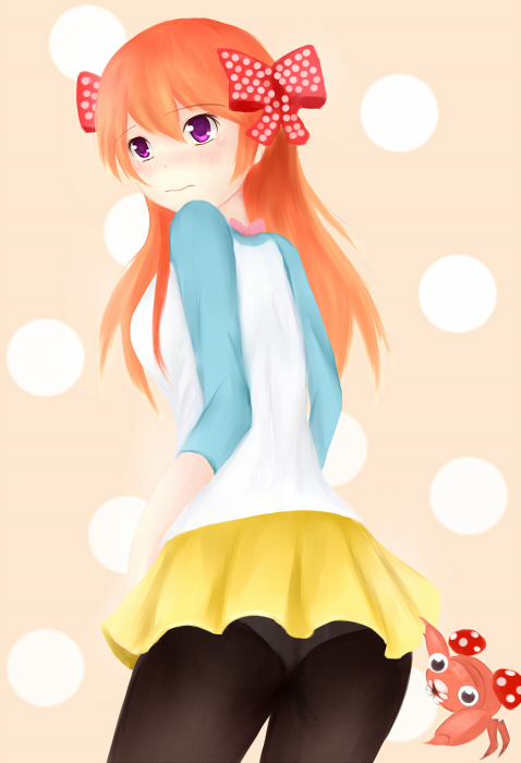 black_legwear cosplay gekkan_shoujo_nozaki-kun mei_(pokemon) paras pokemon raglan_sleeves sakura_chiyo skirt yellow_skirt