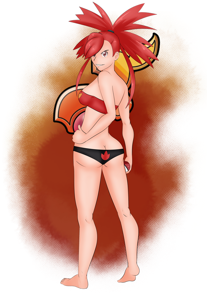 1girl ass asuna_(pokemon) breasts dante_redstone gym_leader looking_at_viewer pokemon red_eyes redhead