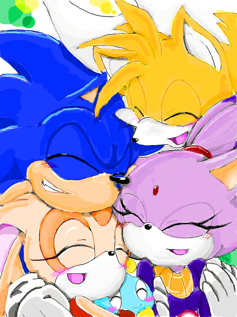 blaze_the_cat blush cream_the_rabbit friends miles_prower sonic sonic_the_hedgehog tagme