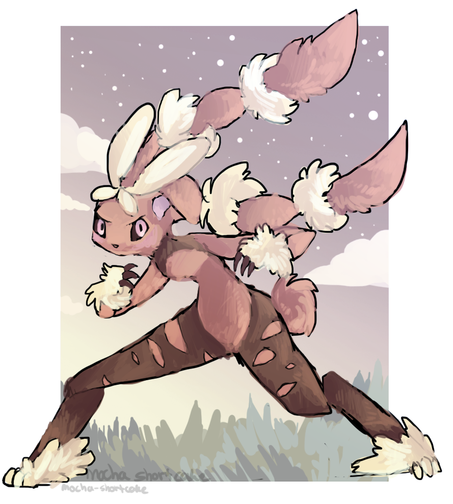 10s clouds grass lopunny mega_lopunny mega_pokemon no_humans pokemon pokemon_(game) pokemon_oras star_(sky)