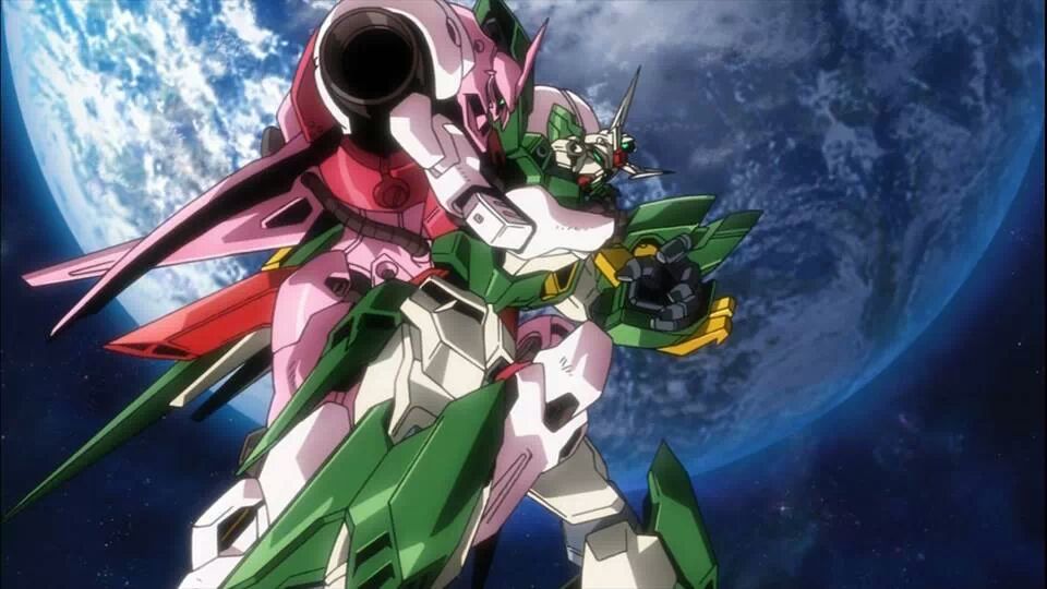 battle earth gerbera_tetra gundam gundam_build_fighters mecha no_humans planet screencap space wing_gundam_fenice_renascita