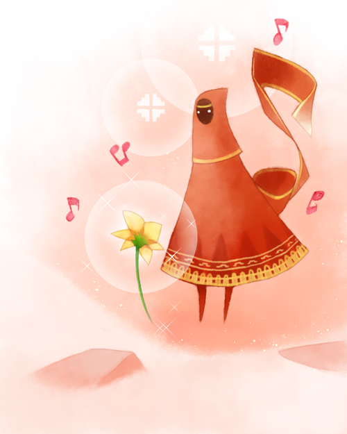 flower flower_(game) journey musical_note raven_(ambrosia) scarf sparkle standing thatgamecompany traveler