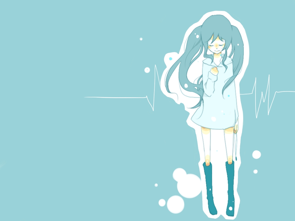 1024x768 bad_id boots closed_eyes hatsune_miku jewelry necklace simple_background twintails vocaloid wallpaper