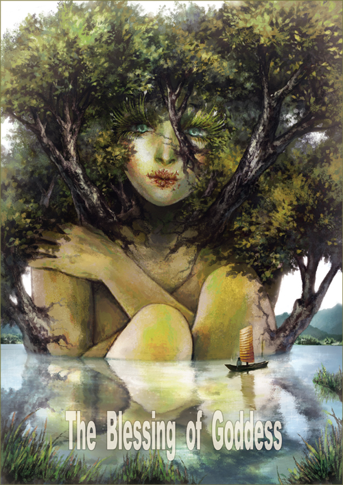blood722 boat covering eyelashes giantess green_eyes hill lake lips nature nude nude_cover original reflection sail sitting tree water