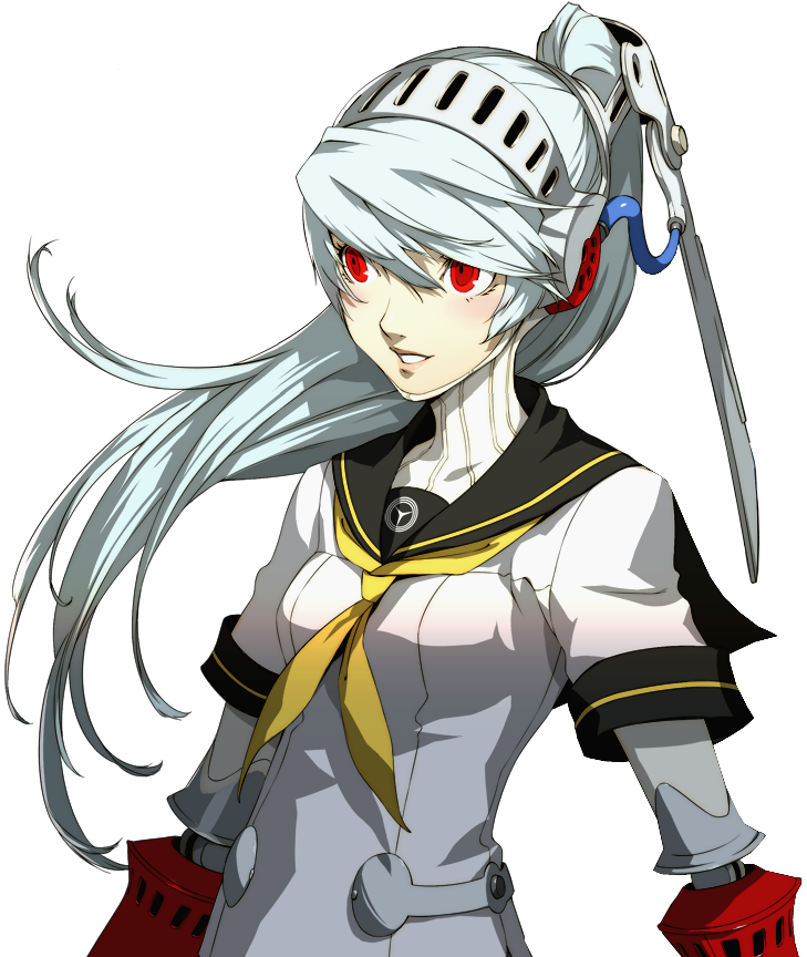 1girl android arc_system_works atlus labrys long_hair official_art persona persona_4:_the_ultimate_in_mayonaka_arena ponytail red_eyes school_uniform soejima_shigenori solo transparent_background