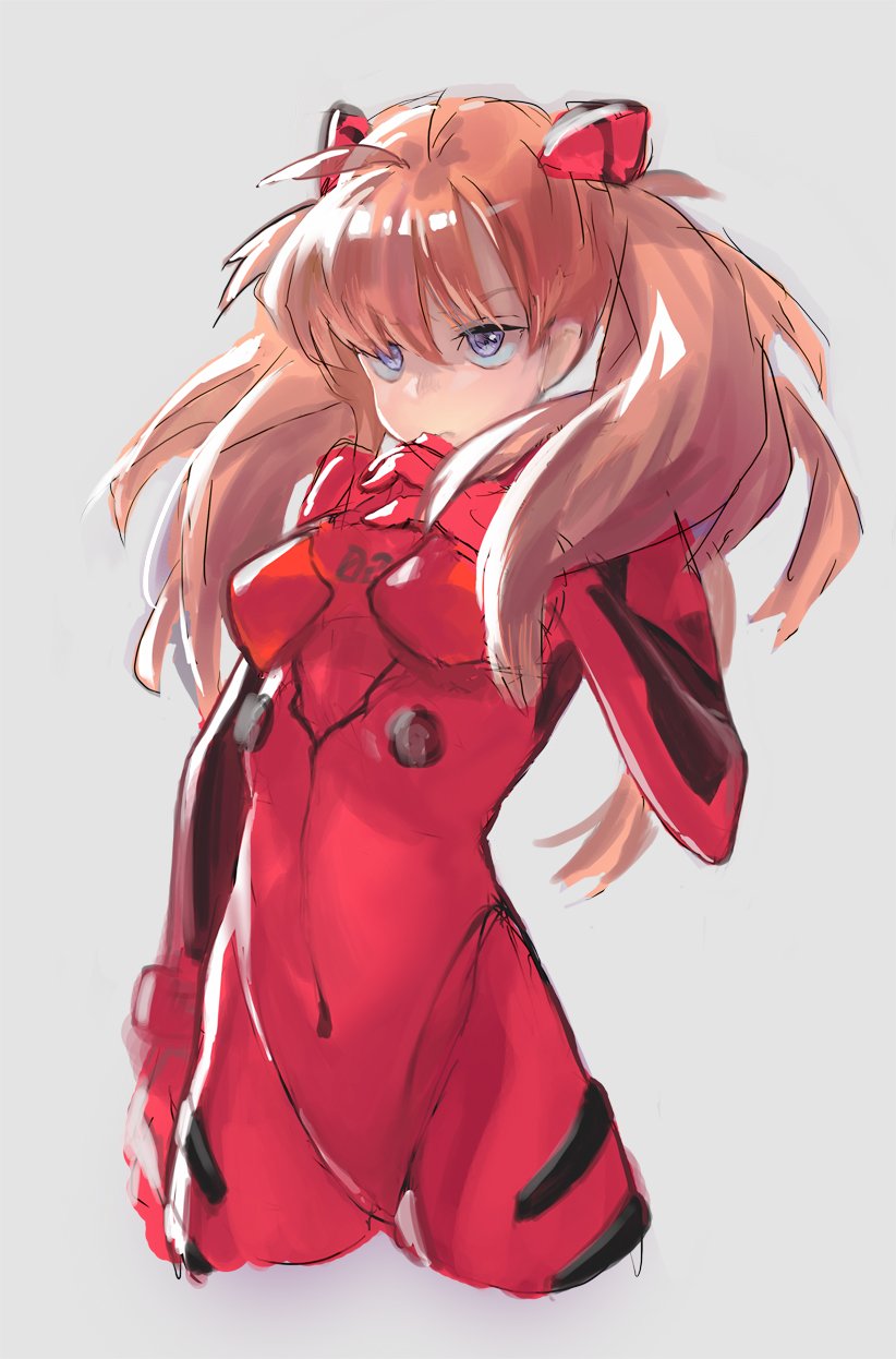 blue_eyes bodysuit highres long_hair multicolored_bodysuit neon_genesis_evangelion orange_bodysuit orange_hair pilot_suit plugsuit red_bodysuit skinny souryuu_asuka_langley