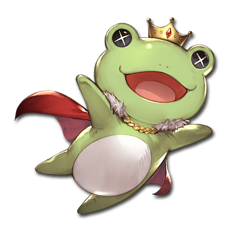 :3 cape crown frog fur_trim granblue_fantasy idolmaster idolmaster_side-m kaeru_(idolmaster) lowres minaba_hideo no_humans official_art outstretched_arms simple_background transparent_background
