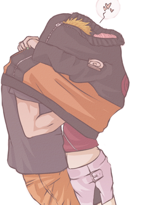 1boy 1girl artist_request blonde_hair coat couple derivative_work haruno_sakura hetero naruto pink_hair sharing_coat uzumaki_naruto