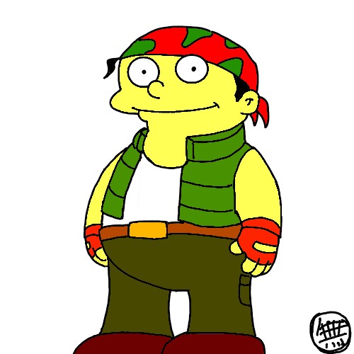 1boy king_of_fighters lowres parody pun ralf_jones ralph_wiggum snk solo the_king_of_fighters the_simpsons