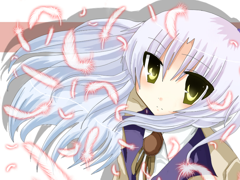 angel_beats! long_hair school_uniform tachibana_kanade white_hair yellow_eyes