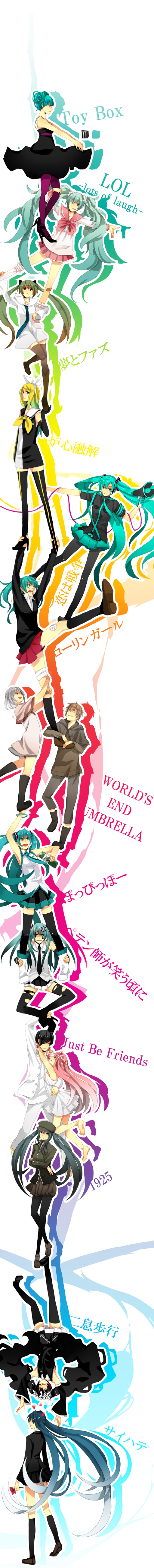 1925_(vocaloid) 2boys 6+girls ;q absurdres alternate_hairstyle aqua_eyes aqua_hair black_hair blonde_hair blue_eyes boots detached_sleeves dress durarara!! elbow_gloves gloves hair_ornament hair_ribbon hairclip hatsune_miku head_wreath highres just_be_friends_(vocaloid) kagamine_rin koi_wa_sensou_(vocaloid) legs long_hair long_image lots_of_laugh lots_of_laugh_(vocaloid) megurine_luka multiple_boys multiple_girls multiple_persona nisoku_hokou_(vocaloid) one_eye_closed pantyhose parody petals petenshi_ga_warau_koro_ni_(vocaloid) pink_hair pink_legwear poppippoo_(vocaloid) ribbon rolling_girl_(vocaloid) roshin_yuukai_(vocaloid) saihate_(vocaloid) saine short_hair silver_hair simple_background skirt smile songover tall_image thigh-highs tongue tongue_out toy_box_(vocaloid) trust_me twintails very_long_hair vocaloid wink world's_end_umbrella_(vocaloid) zettai_ryouiki