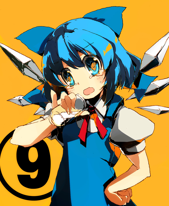 (9) 1girl cirno drinking kitano_yuusuke pinky_out solo tears the_embodiment_of_scarlet_devil touhou