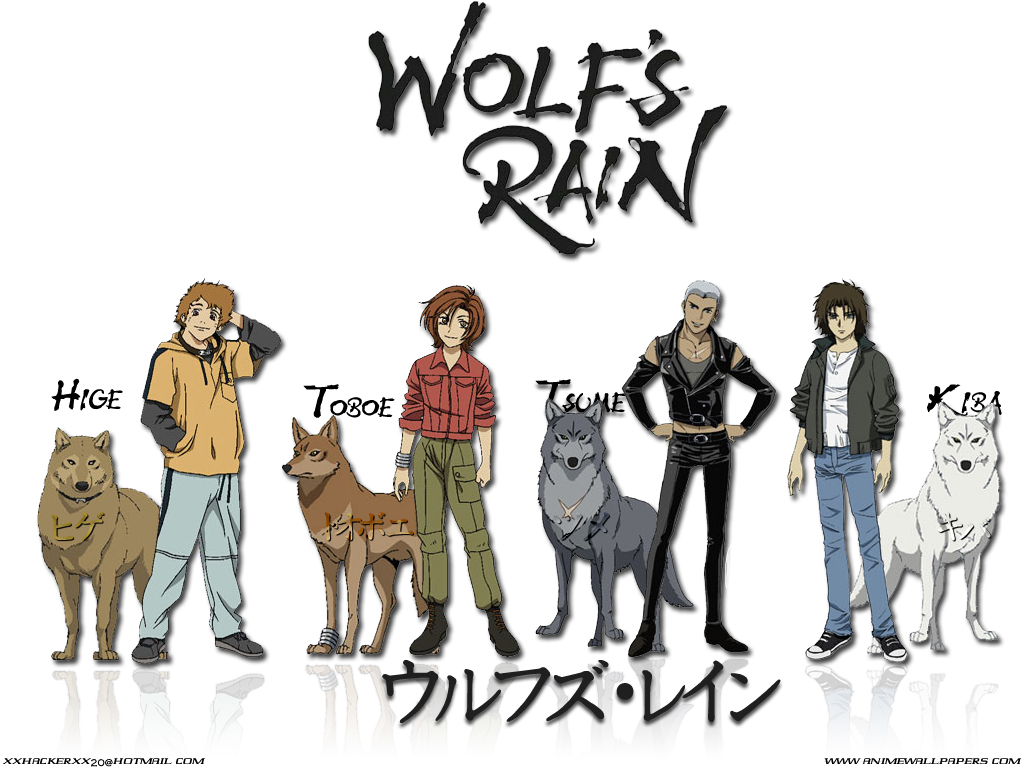 hige kiba male official_art pack_of_dogs sleeves_pushed_up sleeves_rolled_up standing toboe tsume watermark wolf's_rain wolf's_rain