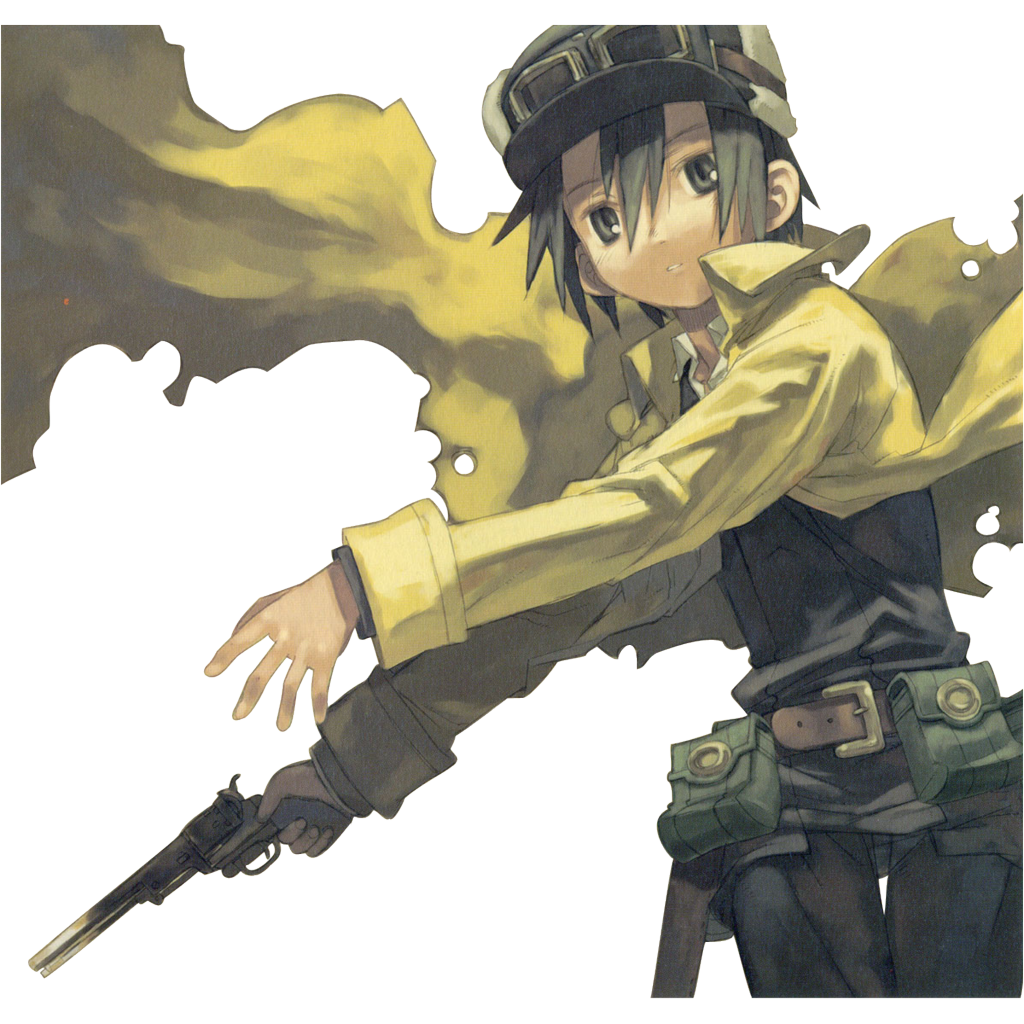 androgynous cape coat glasses gun handgun hat kino kino_no_tabi kuroboshi_kouhaku official_art reverse_trap revolver short_hair solo transparent_background transparent_png weapon