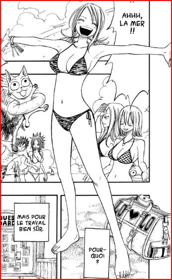 00s abs bag barefoot beach elie fairy_tail french gray_fullbuster happy_(fairy_tail) heart julia_(rave_master) key lucy_heartfilia mashima_hiro monochrome muscle palm_tree rave scanlation swimsuit text tree wanted_poster