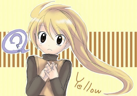 1girl ? character_name lowres pokemon pokemon_special solo striped striped_background yellow yellow_(pokemon) yellow_background