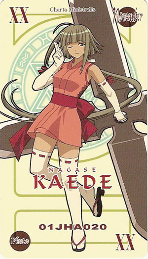 card card_(medium) japanese_clothes mahou_sensei_negima! nagase_kaede pactio shuriken thigh-highs weapon