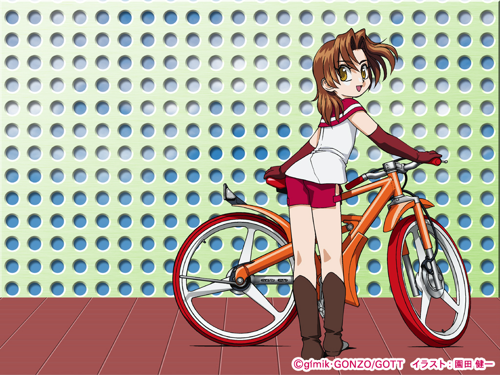 00s 1girl bicycle eclair_(kiddy_grade) episode10 eyecatch kiddy_grade solo sonoda_ken'ichi wallpaper younger
