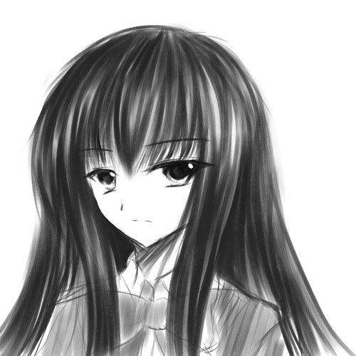 1girl lowres monochrome ryuushou solo suou_kuyou suzumiya_haruhi_no_yuuutsu