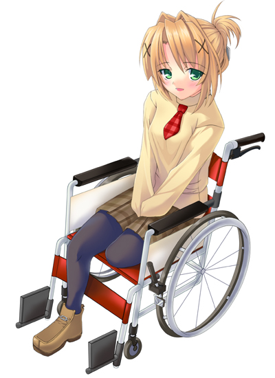 1girl amputee gin_(ginshari) leggings original pantyhose school_uniform serafuku solo wheelchair