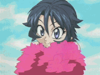 1girl :d ^_^ ahoge animated animated_gif arm_up bangs bare_shoulders black_hair blue_eyes cheering cheerleader closed_eyes clothes_writing clouds crop_top day elbow_pads english eyeshield_21 flat_chest flipped_hair happy lowres midriff navel open_mouth outdoors outstretched_arms pleated_skirt pom_poms screencap short_hair skirt sky smile solo spread_arms taki_suzuna tank_top upper_body