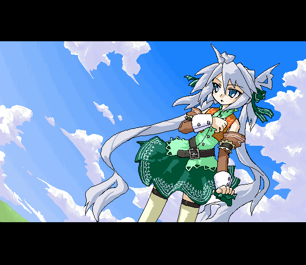 1girl mof mof's_silver_haired_twintailed_girl oekaki original solo thigh-highs