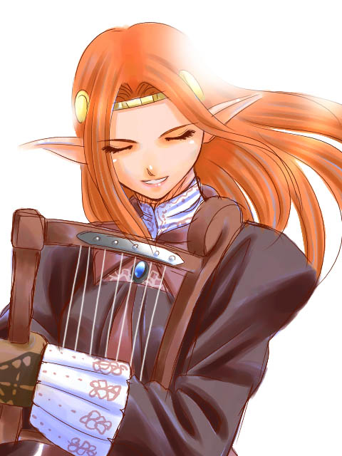 1girl elf elvaan final_fantasy final_fantasy_xi harp instrument pointy_ears solo tori tori_(torinchi) ulmia