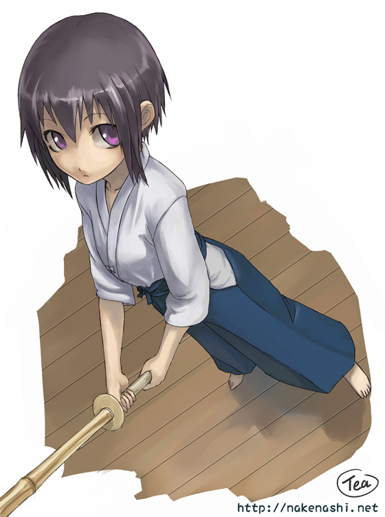 bamboo_blade hakama japanese_clothes kawazoe_tamaki shinai sword tea_(nakenashi) weapon