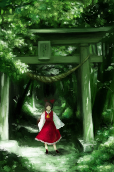 female hakurei_reimu nature oisin scenery torii touhou