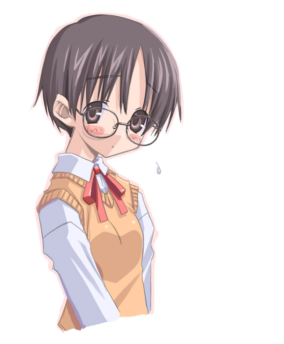 1girl blush cardigan glasses original sakuya_tsuitachi solo
