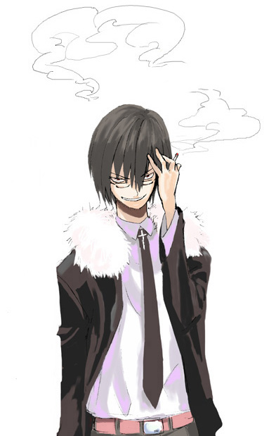 1boy cigarette cross glasses male_focus necktie sanada_taketo solo