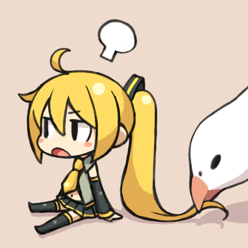 1girl akita_neru bird blonde_hair chan_co chibi pigeon ponytail solo thigh-highs vocaloid