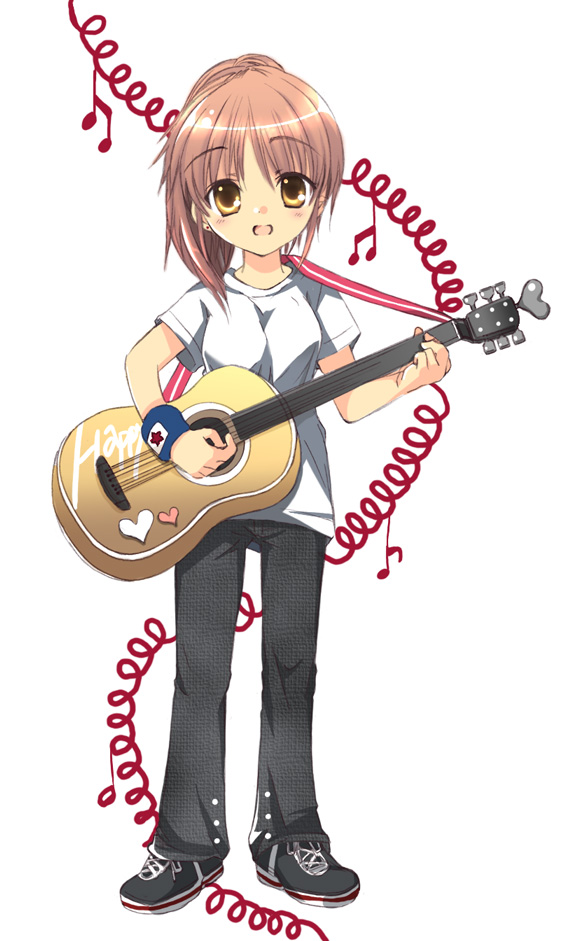 1girl acoustic_guitar casual guitar instrument izumi_rei original solo