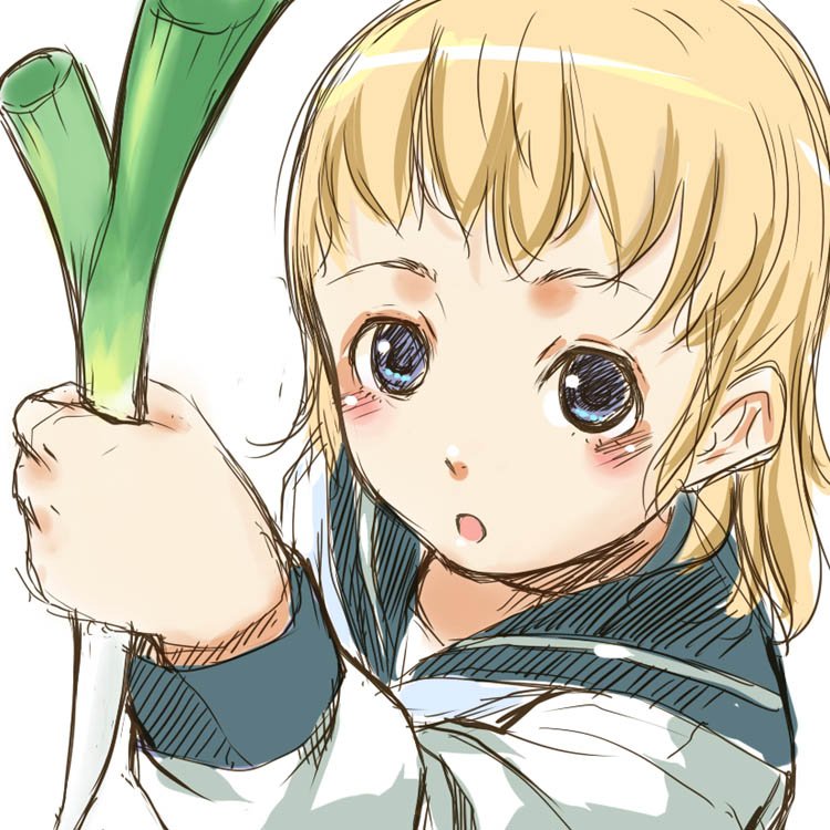 blonde_hair blue_eyes blush child original school_uniform serafuku sketch sody spring_onion