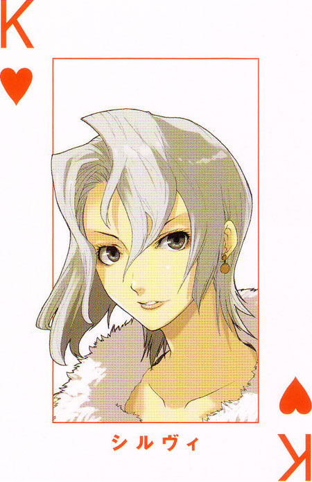 1girl baccano! card card_(medium) enami_katsumi official_art playing_card ryohgo_narita_(mangaka) solo sylvie_lumiere