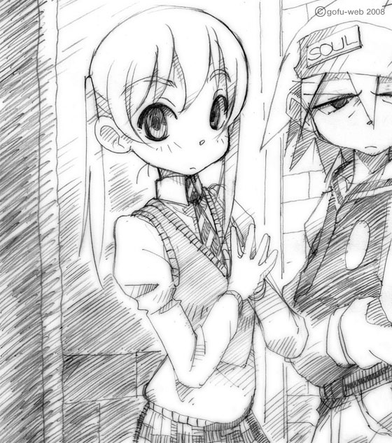 gofu maka_albarn monochrome sketch soul_eater soul_eater_(character) traditional_media